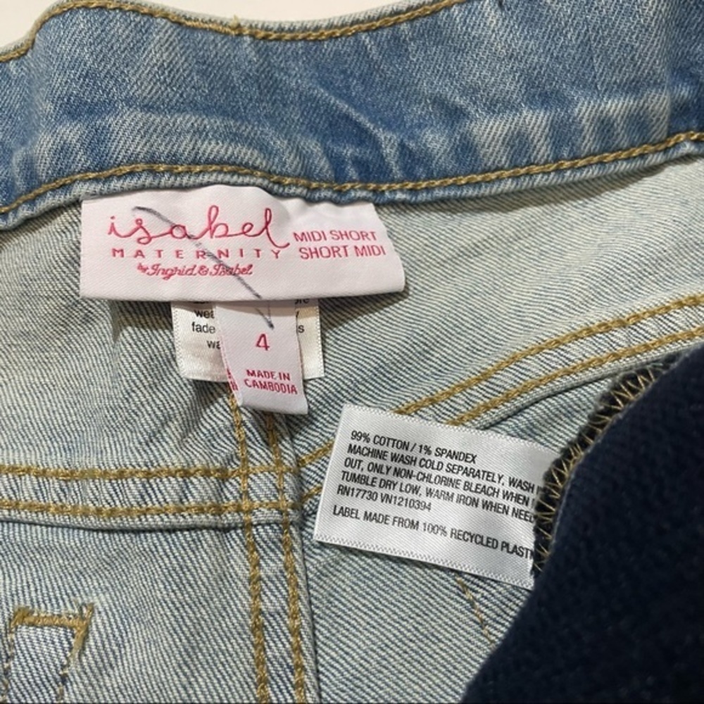 NWT 4 Isabel Maternity Under Belly Light Wash Denim Maternity Jean Shorts New - Picture 4 of 7